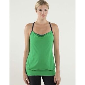 LULULEMON CYB Racerback Tank Top in Hyper Stripe Green Bean/Inkwell - Size 6